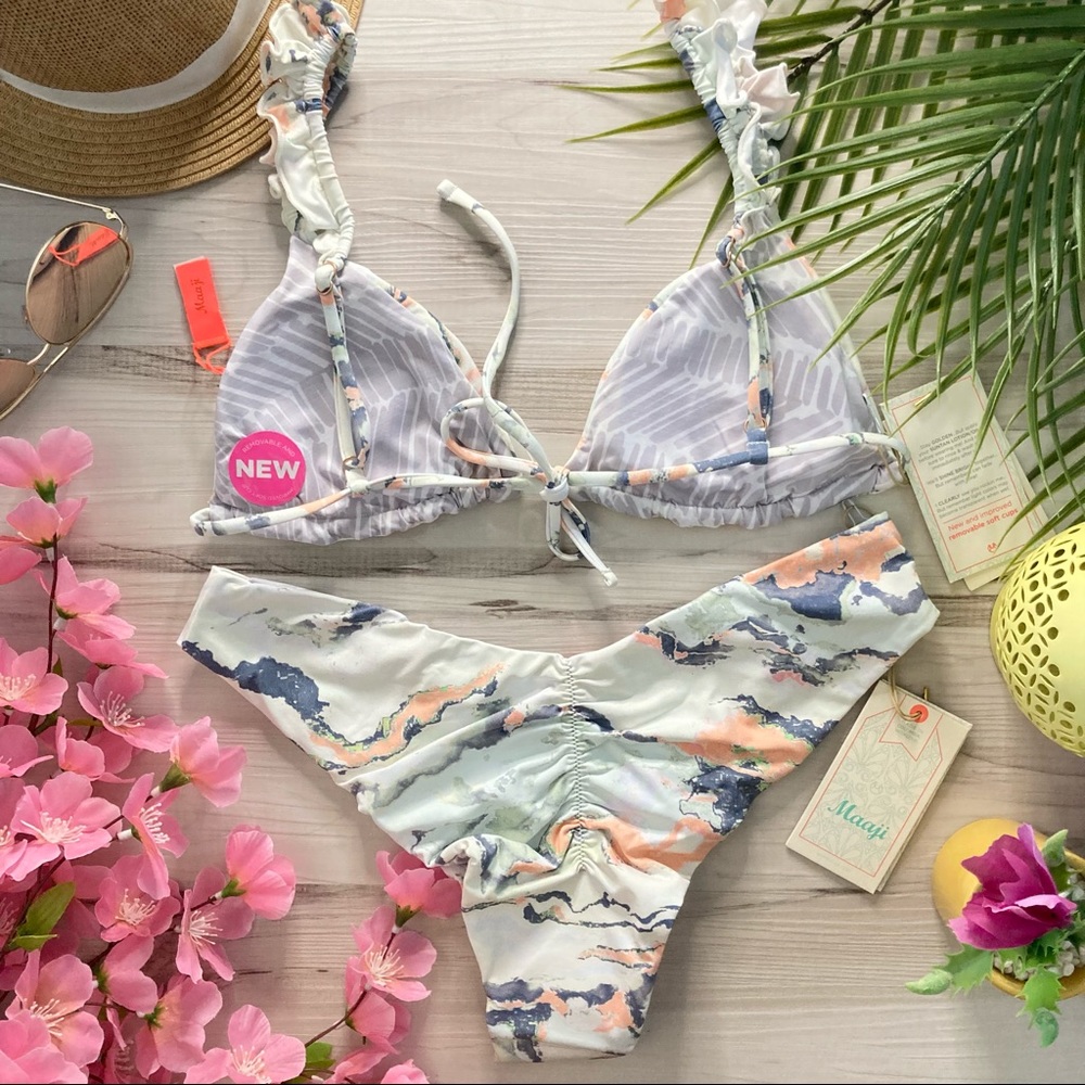 Maaji 🌸 Reversible Light Blue/Purple Bikini Set 👙✨🏝🔥🌺 - Picture 2 of 9